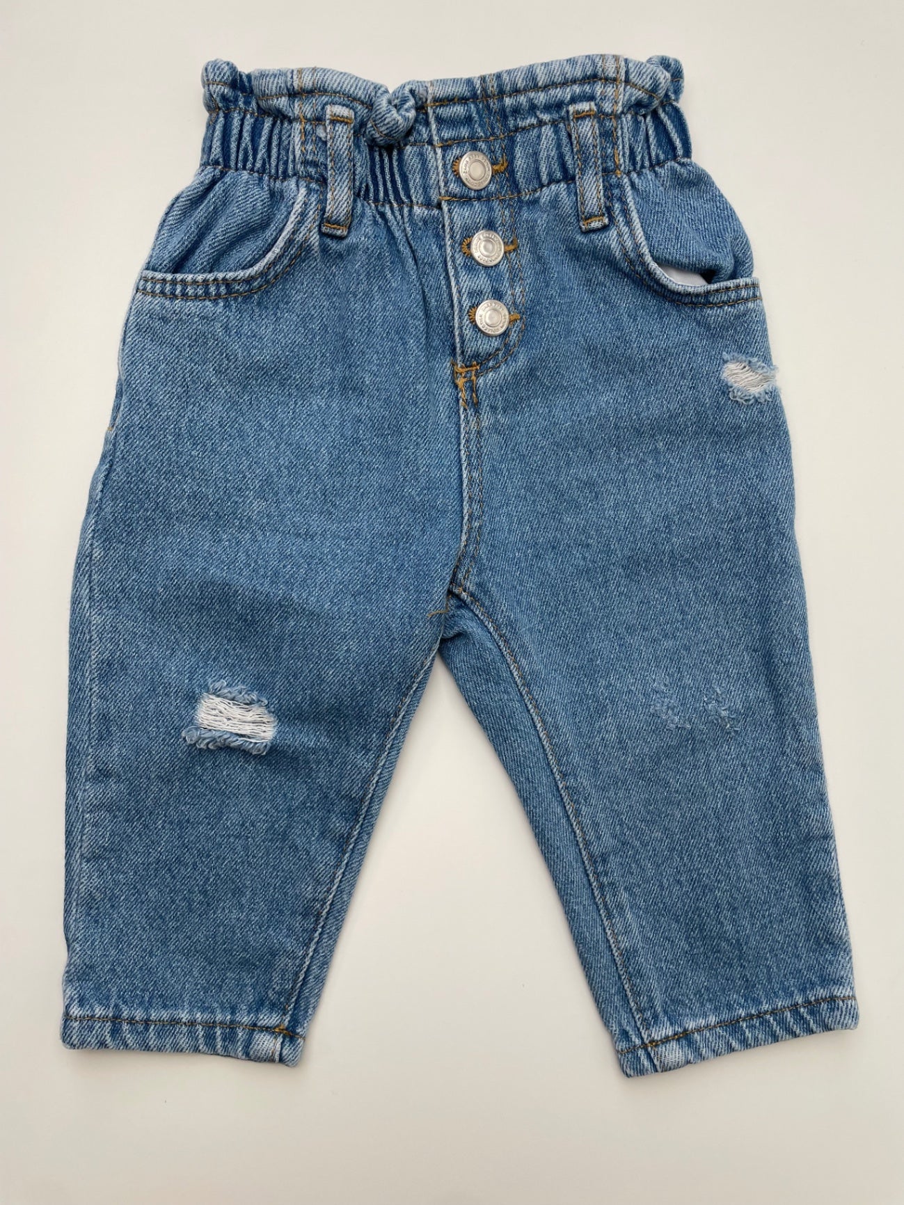 Zara Jeans - Blue Cinched Waist | size 9 - 12 Months