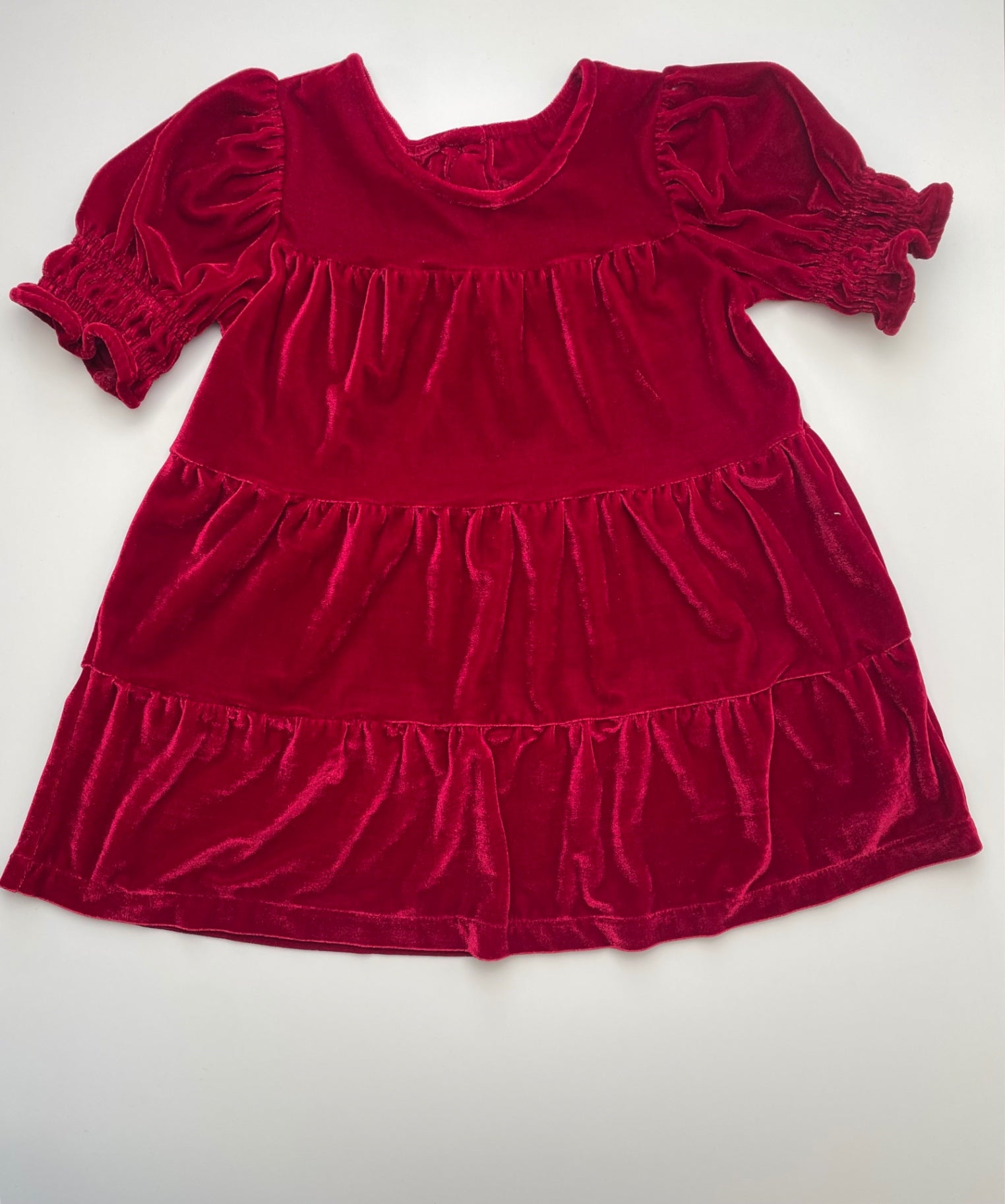Baby Gap Dress - Red Cinched Sleeves Velvet | size 3T