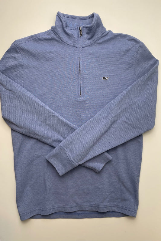 Vineyard Vines Sweatshirt - Blue Striped 1/4 Zip (Adult Size S) | size 14/16