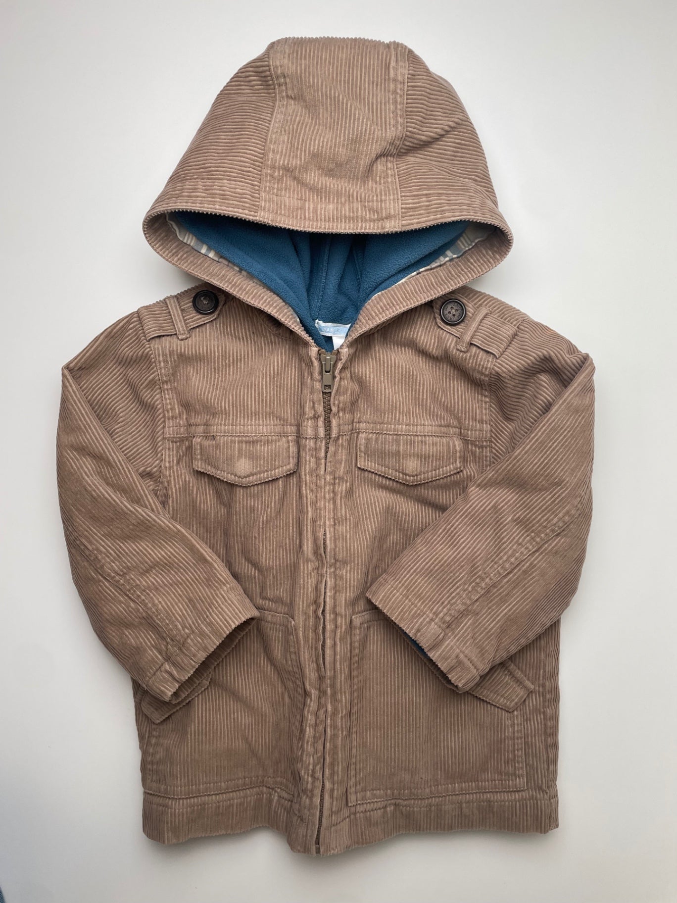 Janie and Jack Jacket - Brown Fleece Layer + Corduroy Top Coat | size 2T/3T