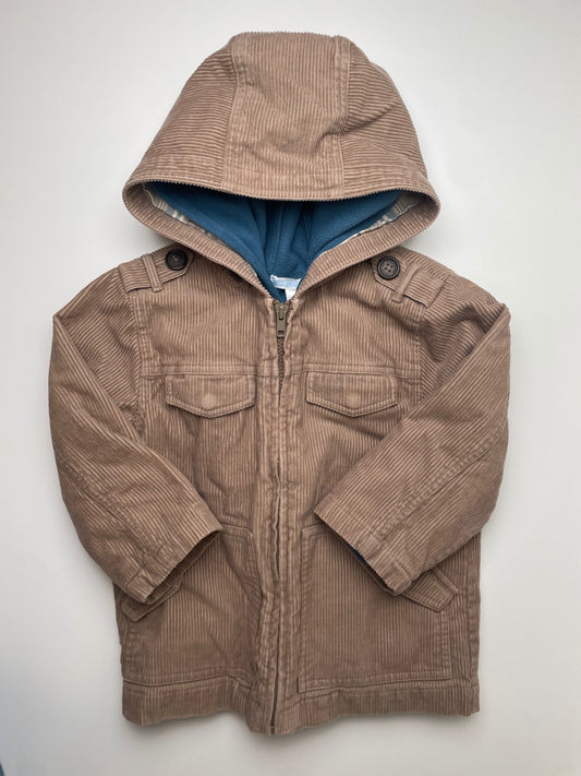 Janie and Jack Jacket - Brown Fleece Layer + Corduroy Top Coat | size 2T/3T