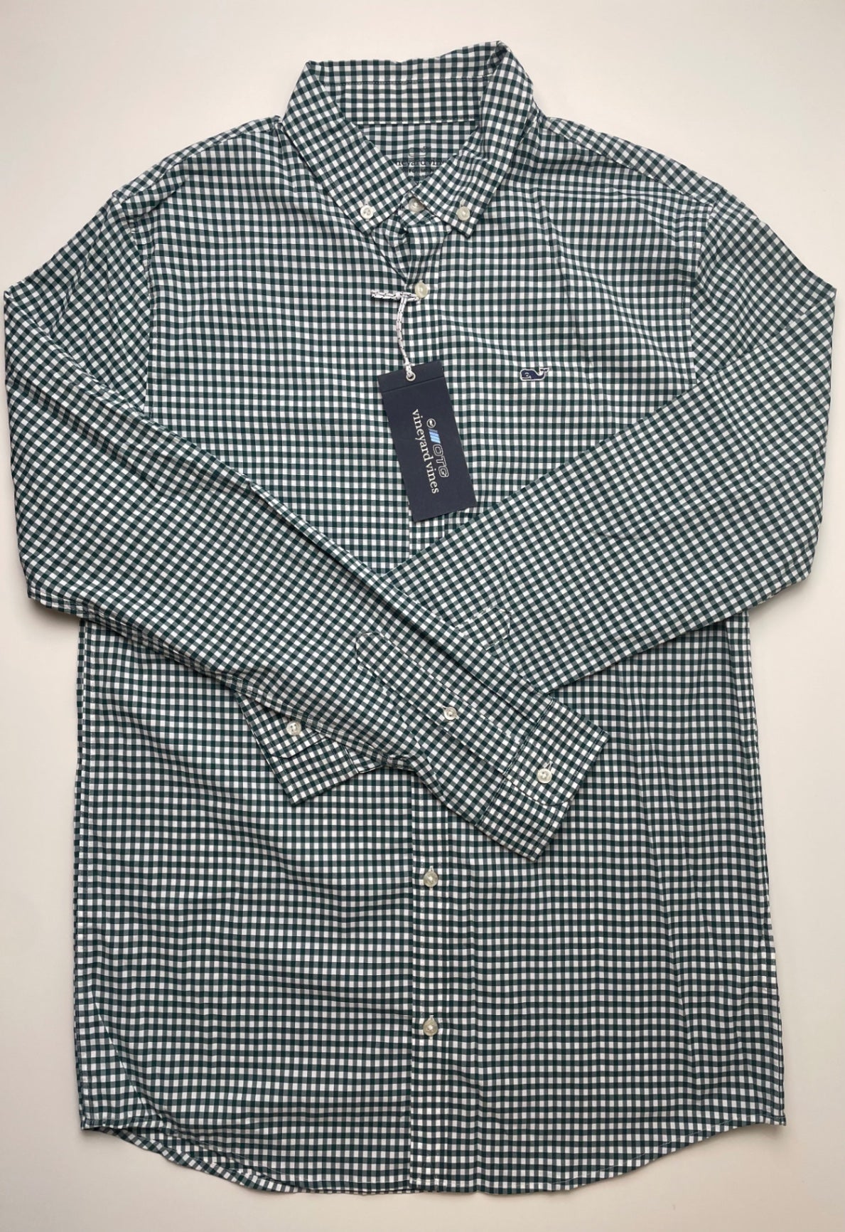 Vineyard Vines Shirt - Green Performance Gingham Button Down | size 18