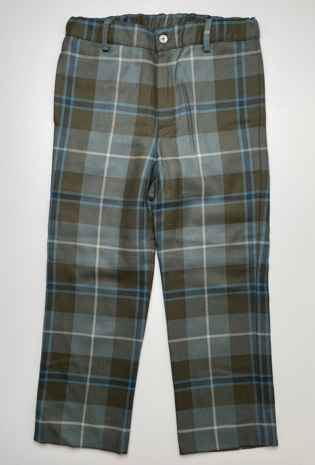 Papo d'Anjo Pants - Green Plaid Trousers 100% Wool Made in Portugal | size 6