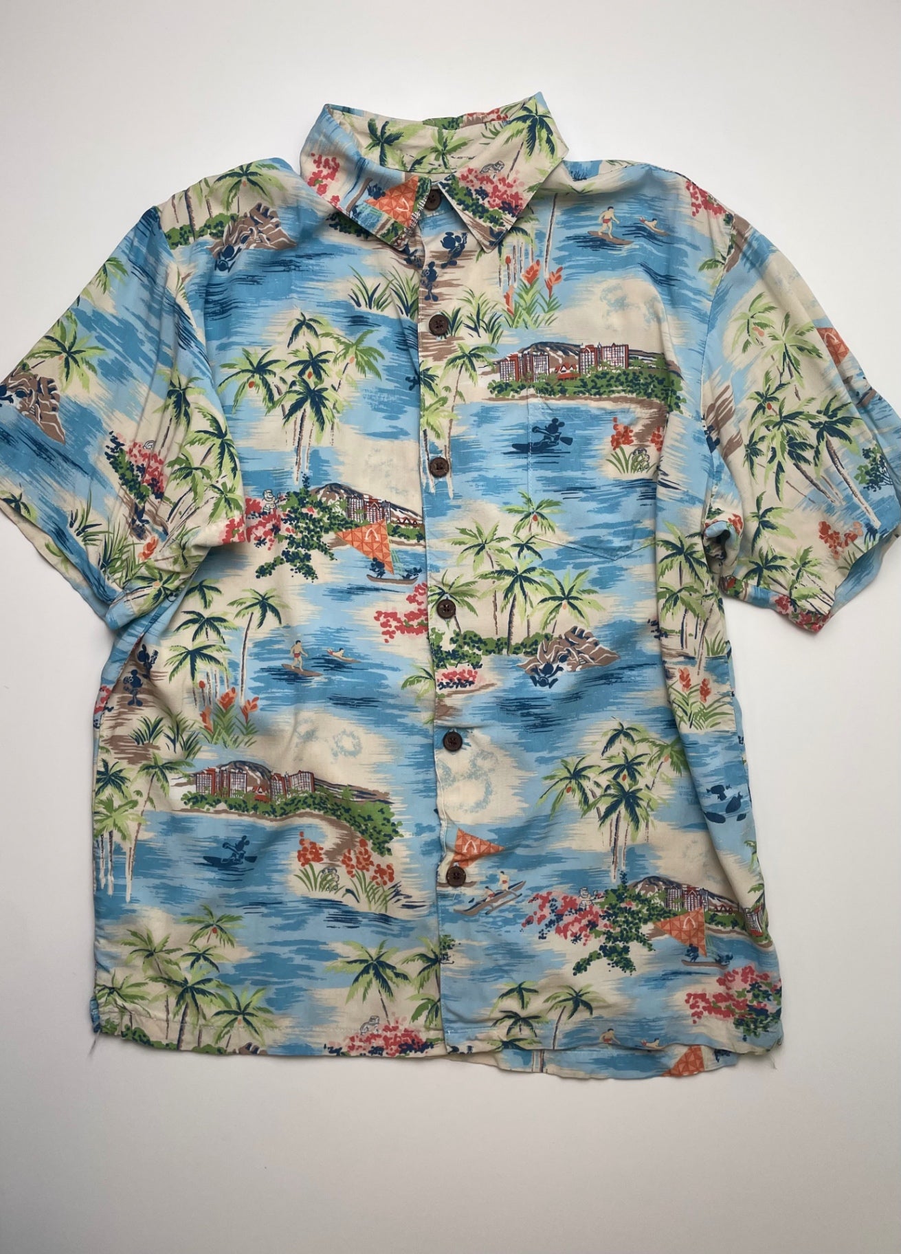 Tori Richard Shirt - Blue Mickey Mouse Hawaiian | size 14/16