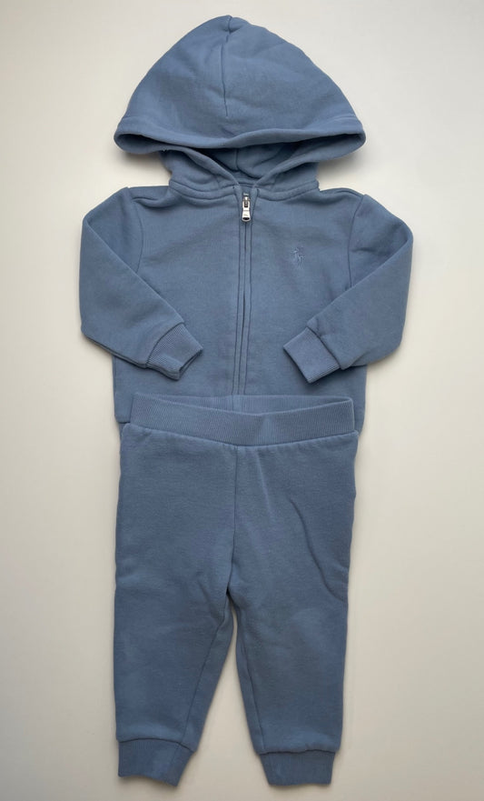 Ralph Lauren 2 Piece Ensemble - Blue Full Zip Hoodie + Joggers | size 12 Months