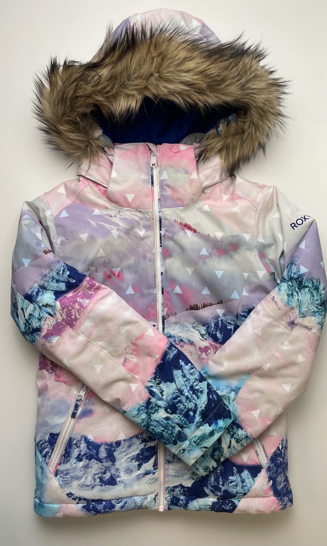 Roxy Coat - Pink Ski Landscape Detachable Hood | size 12