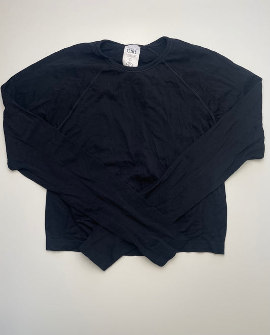 Athleta Girl Long Sleeve T-Shirt - Black Solid Athletic | size 12