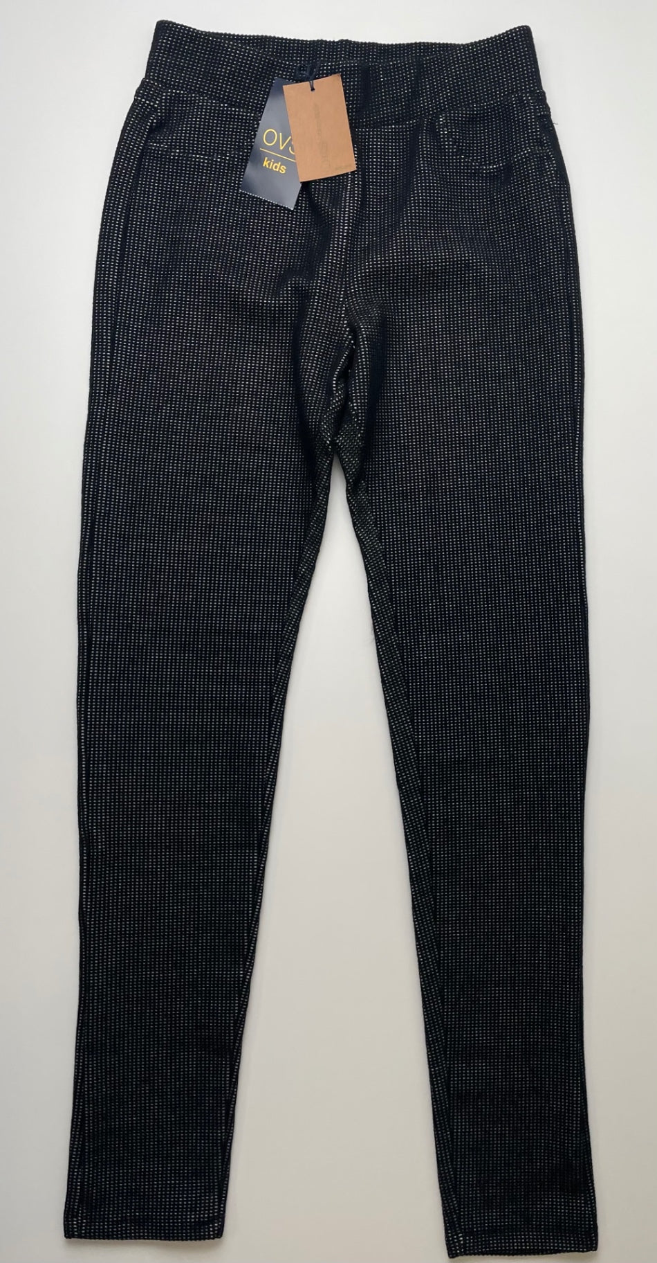 OVS Kids Leggings - Black Checkered Knit | size 13/14