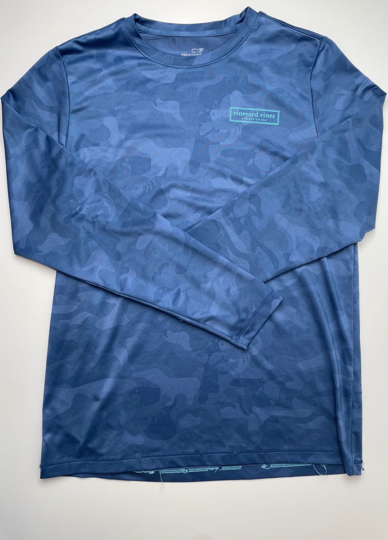 Vineyard Vines Long Sleeve T-Shirt - Blue Camouflage Performance | size 12/14