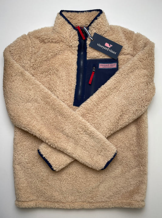 Vineyard Vines Sweatshirt - Tan Sherpa 1/4 Zip | size 16