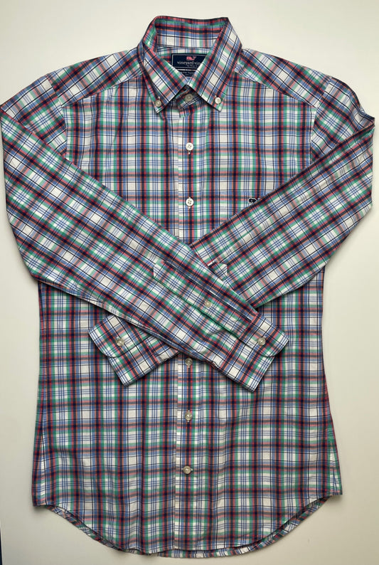 Vineyard Vines Shirt - Multicolor Slim Fit Plaid Button Down (Adult Size XS) | size 14/16
