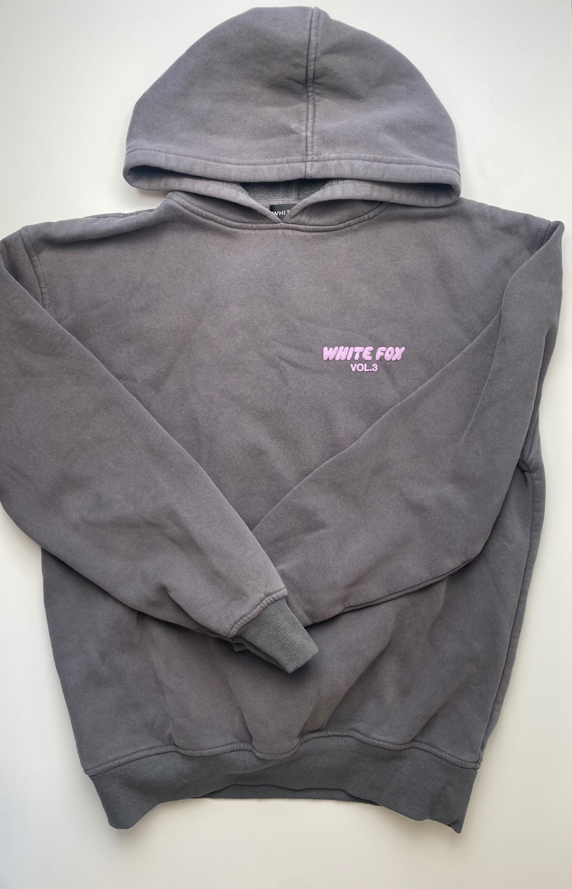 White Fox Sweatshirt - Gray Hoodie Purple Logo (Adult Size XXS/XS) | size 12/14