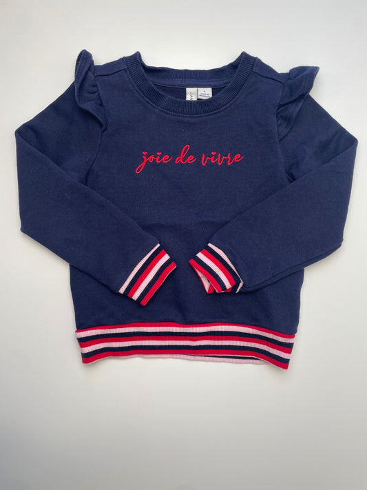 Janie and Jack Sweatshirt - Navy Blue 'Joie de Vivre' | size 4T