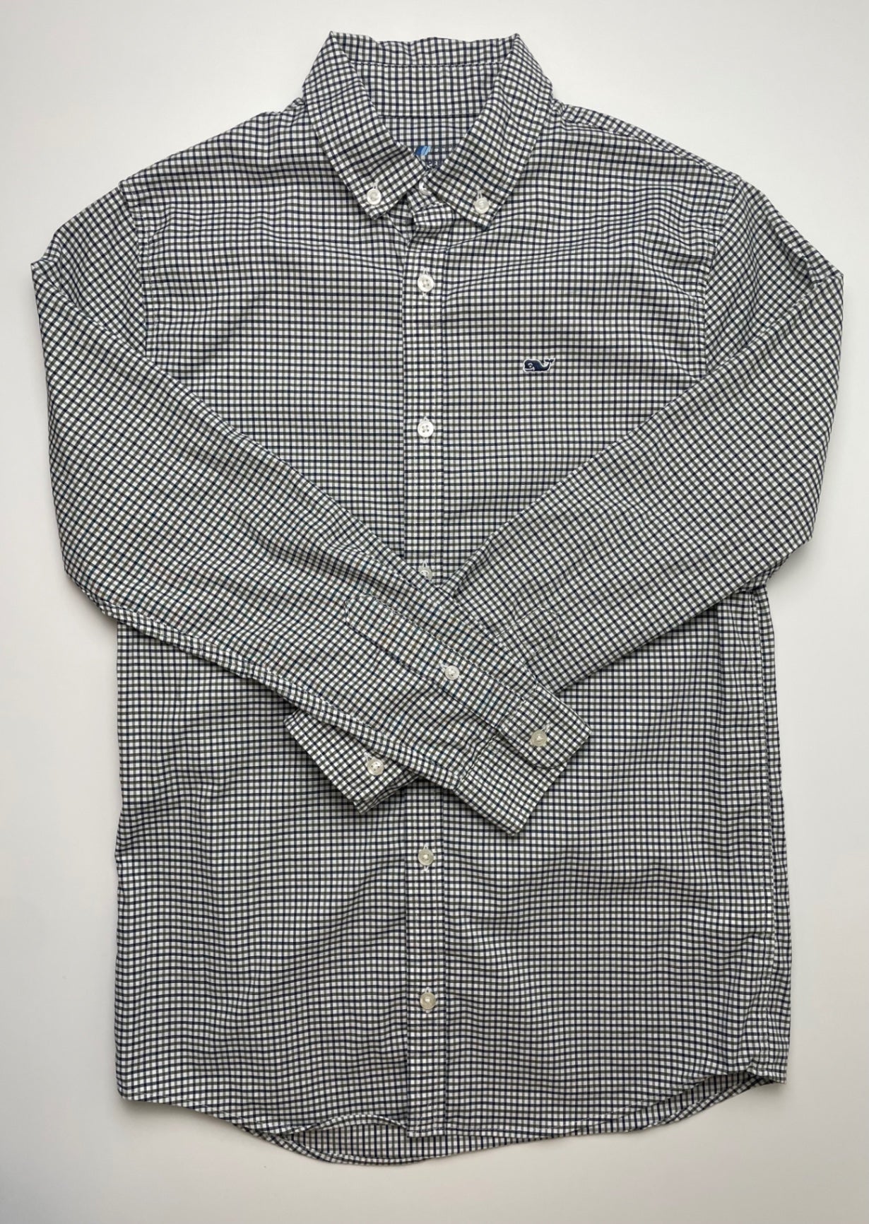 Vineyard Vines Shirt - Green On-The-Go Performance Plaid Button Down | size 12/14