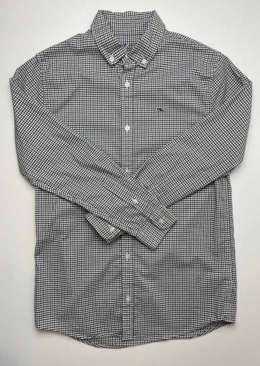 Vineyard Vines Shirt - Green On-The-Go Performance Plaid Button Down | size 12/14