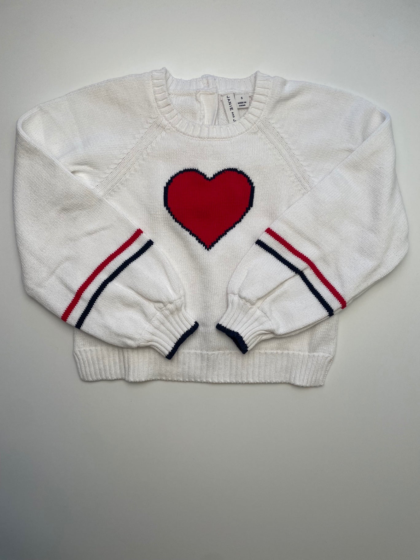 Janie and Jack Sweater - White Heart | size 5T
