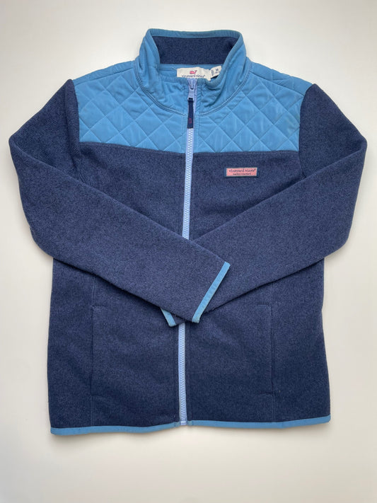 Vineyard Vines Sweatshirt - Navy Blue Quilted + Knit Full Zip | size 10/12