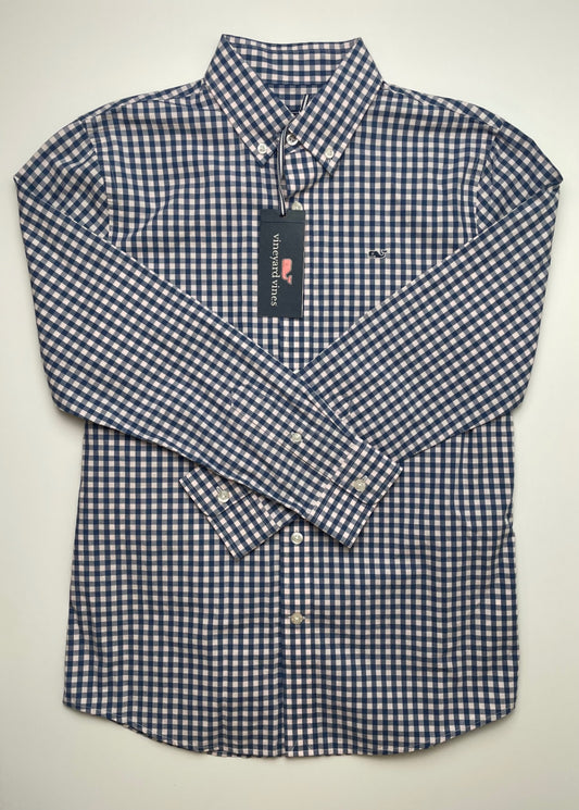 Vineyard Vines Shirt - Blue Gingham Button Down | size 12/14