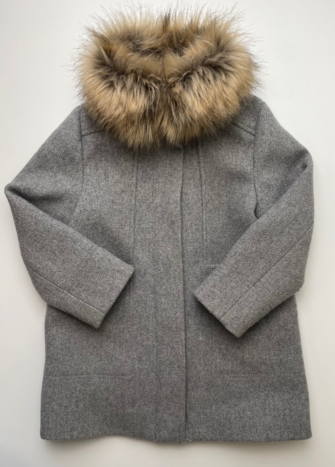 Crewcuts Jacket/Coat - Gray Fur Collar Wool Blend | size 4T/5T