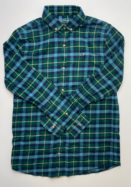 Vineyard Vines Shirt - Green Plaid Flannel Button Down | size 16