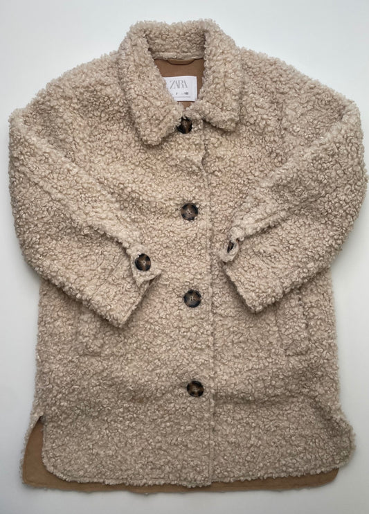 Zara Jacket/Coat - Tan Suede Lined Sherpa | size 7