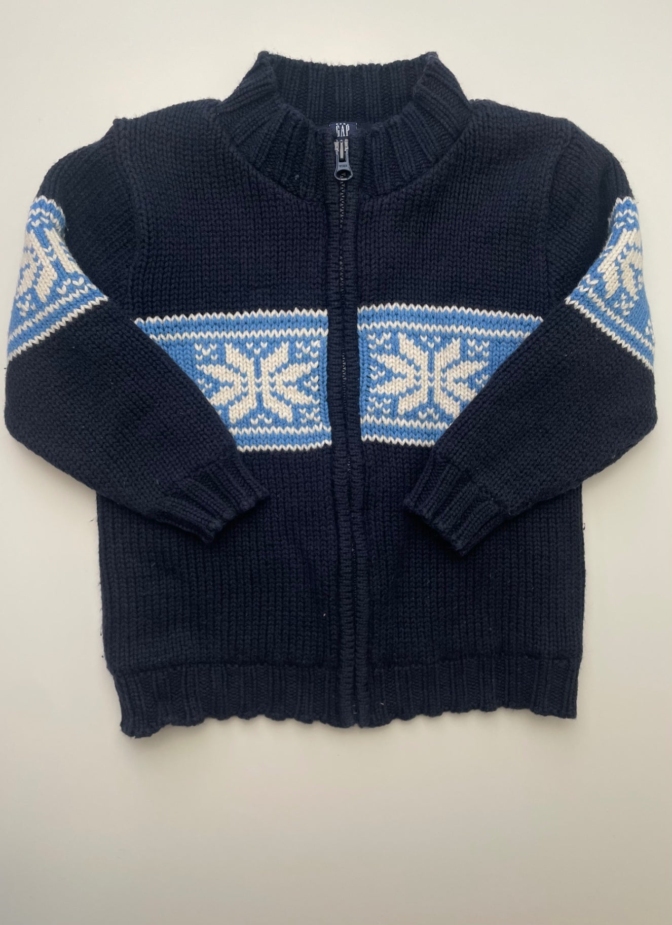 Baby Gap Sweater - Navy Blue Fair Isle Full Zip | size 4T