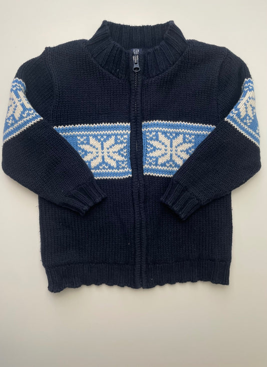 Baby Gap Sweater - Navy Blue Fair Isle Full Zip | size 4T