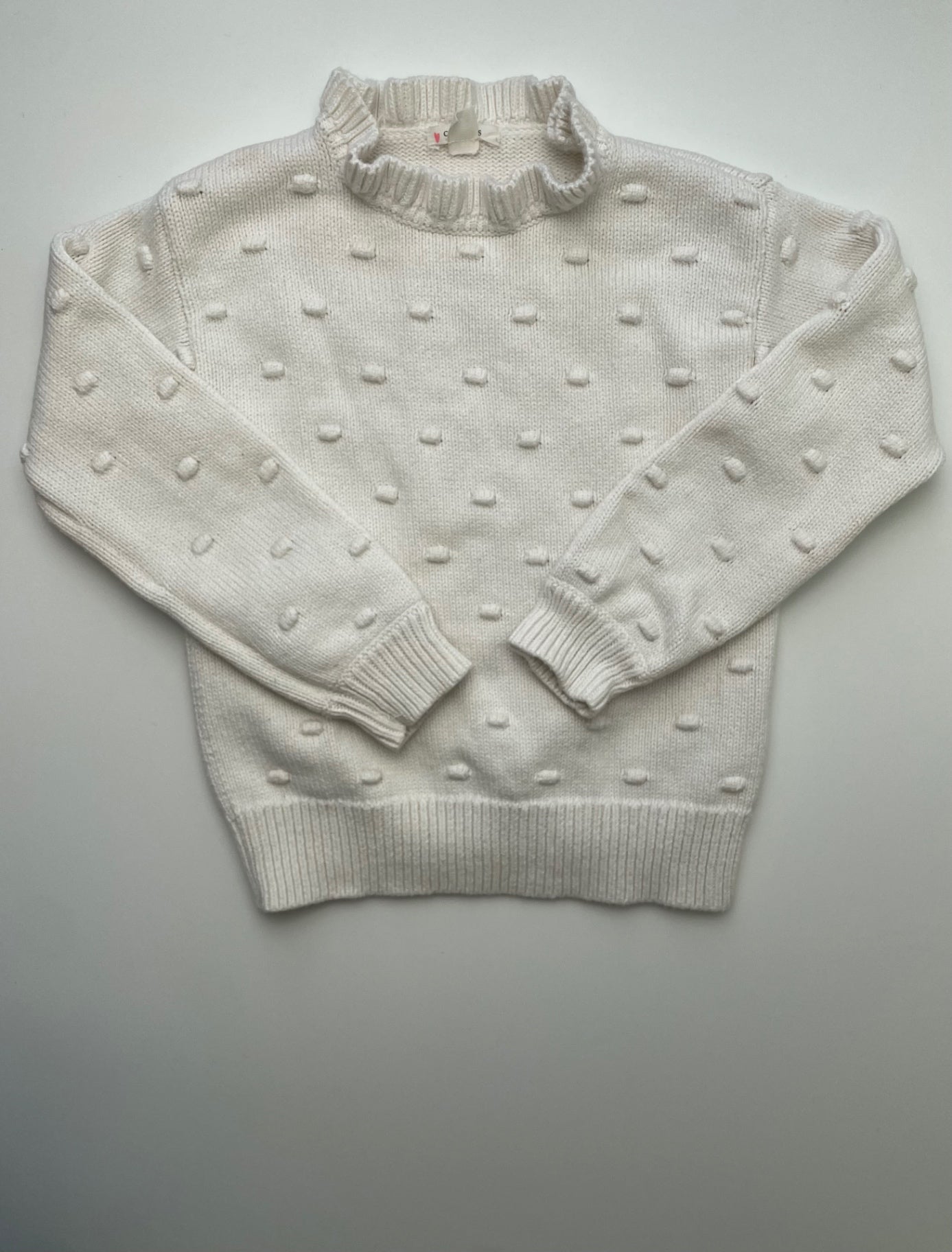 Crewcuts Sweater - White Polka Dot Bobbles | size 6/7