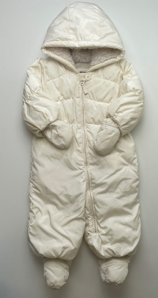 Baby Gap Snow Pants & Suits - White Fleece Lined w/ Mittens + Booties | size 12 - 18 Months