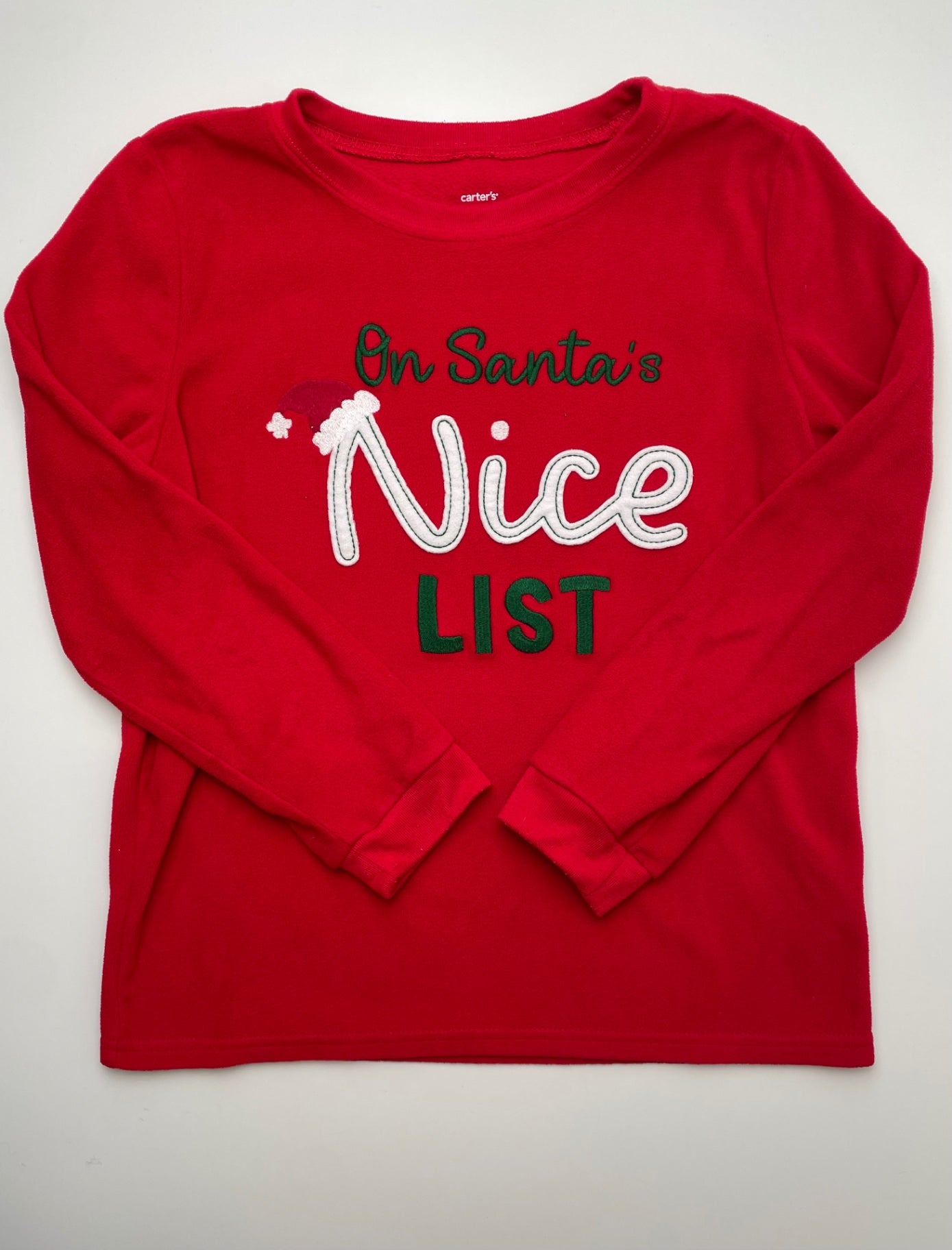 Carter's Long Sleeve T-Shirt - Red 'On Santa's Nice List' Fleece | size 10