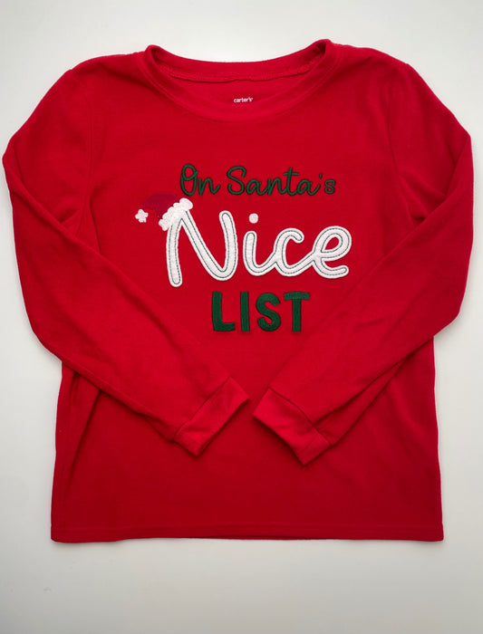 Carter's Long Sleeve T-Shirt - Red 'On Santa's Nice List' Fleece | size 10