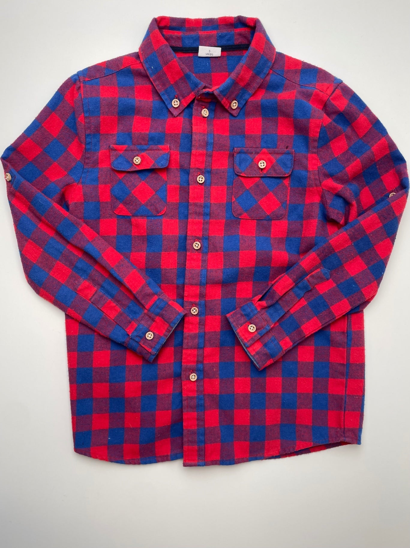 EGG New York Shirt - Blue/Red Buffalo Check Button Down | size 5T