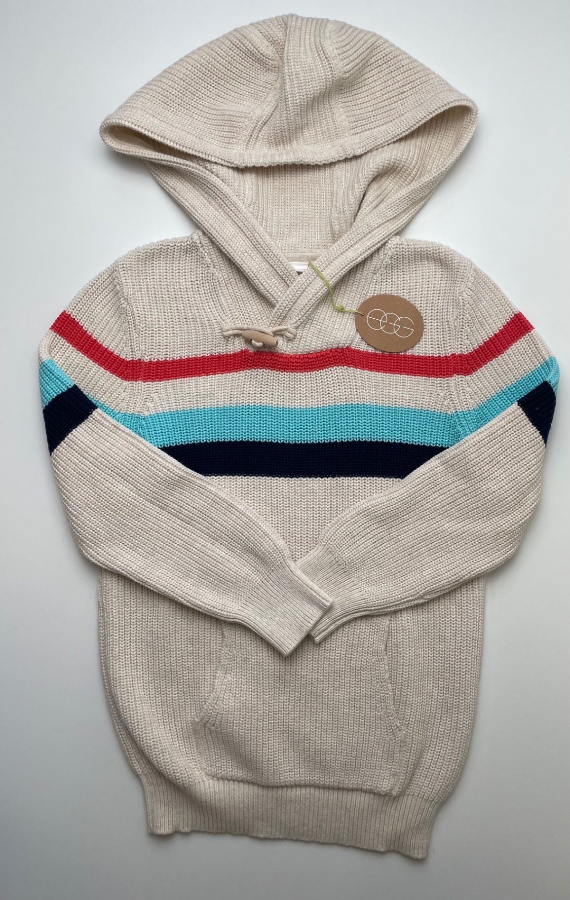 EGG New York Sweater - Cream Striped + Hood | size 8