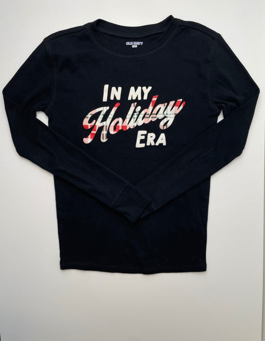 Old Navy Long Sleeve T-Shirt - Black 'In My Holiday Era' | size 12