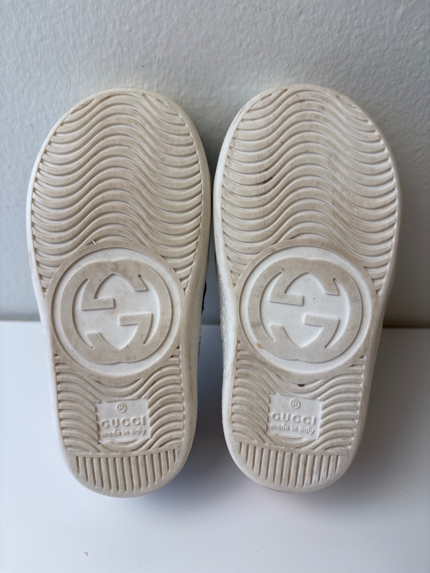 Gucci Baby Ace Leather Sneakers - Silver Metallic, Made in Italy | size 5.5 (EU 21)