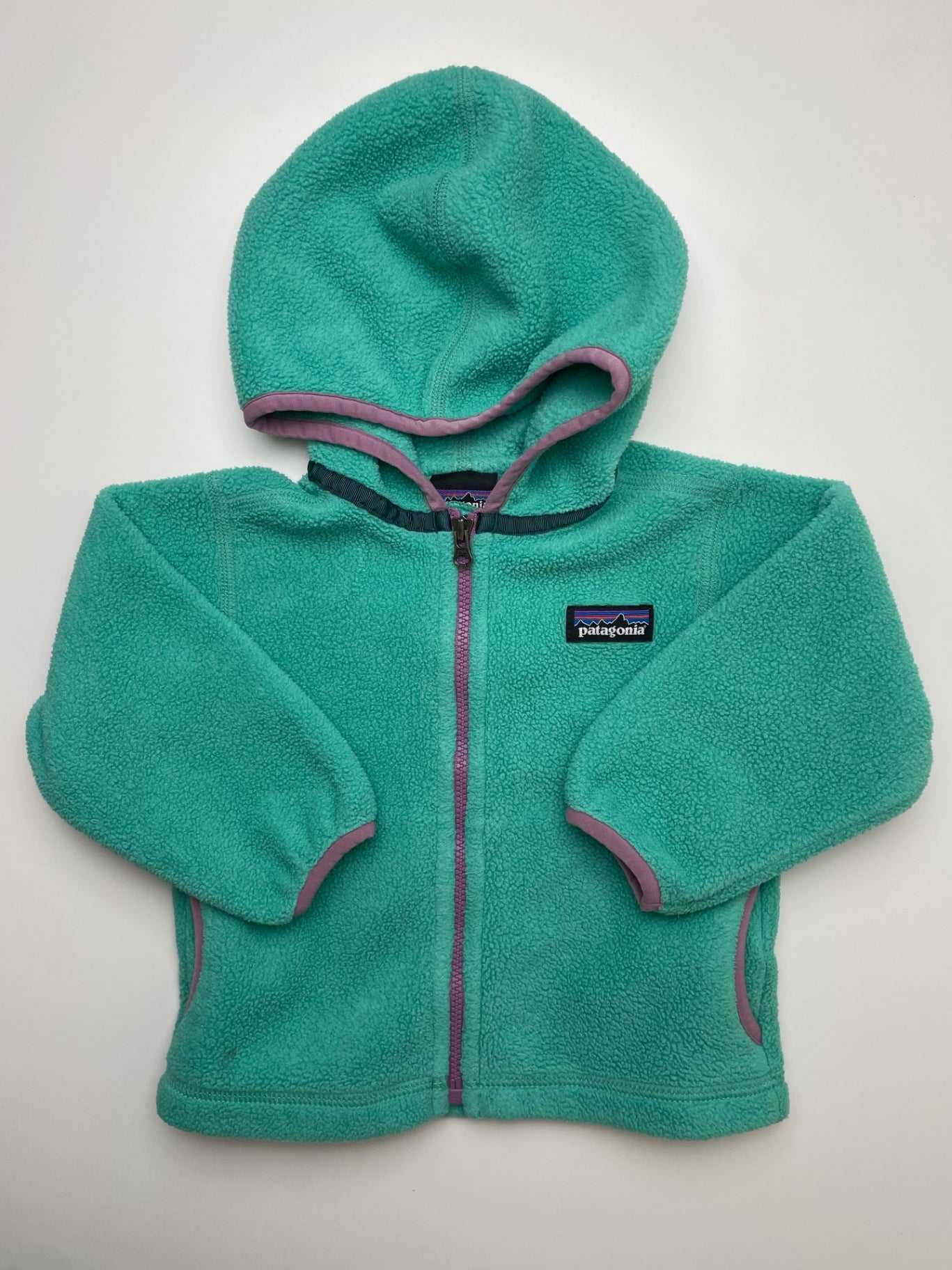 Patagonia Jacket - Green Full Zip Fleece w/ Hood | size 6 - 12 Months