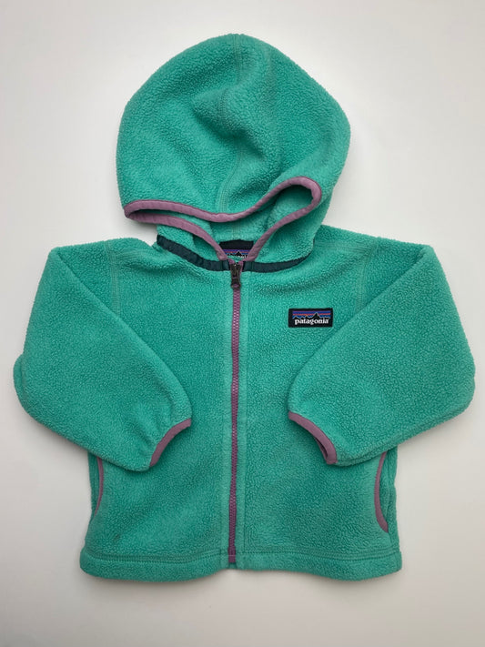 Patagonia Jacket - Green Full Zip Fleece w/ Hood | size 6 - 12 Months