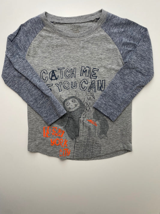 EGG New York Long Sleeve T-Shirt - Gray 'Catch Me If You Can' Raglan | size 4T