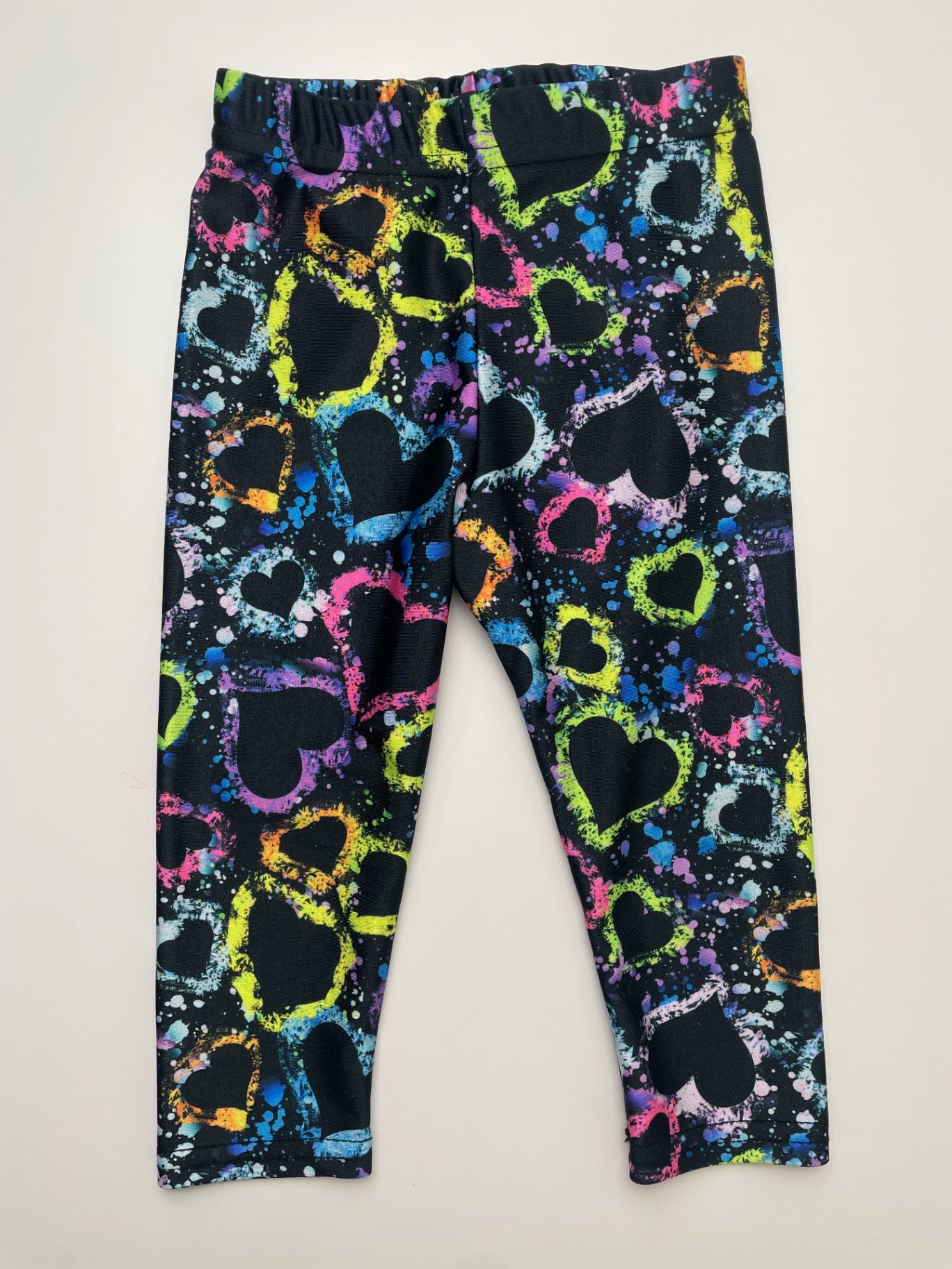 Dori Creations Leggings - Multicolor Splatter Hearts Spandex | size 6 - 12 Months