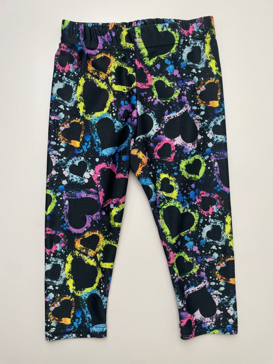 Dori Creations Leggings - Multicolor Splatter Hearts Spandex | size 6 - 12 Months