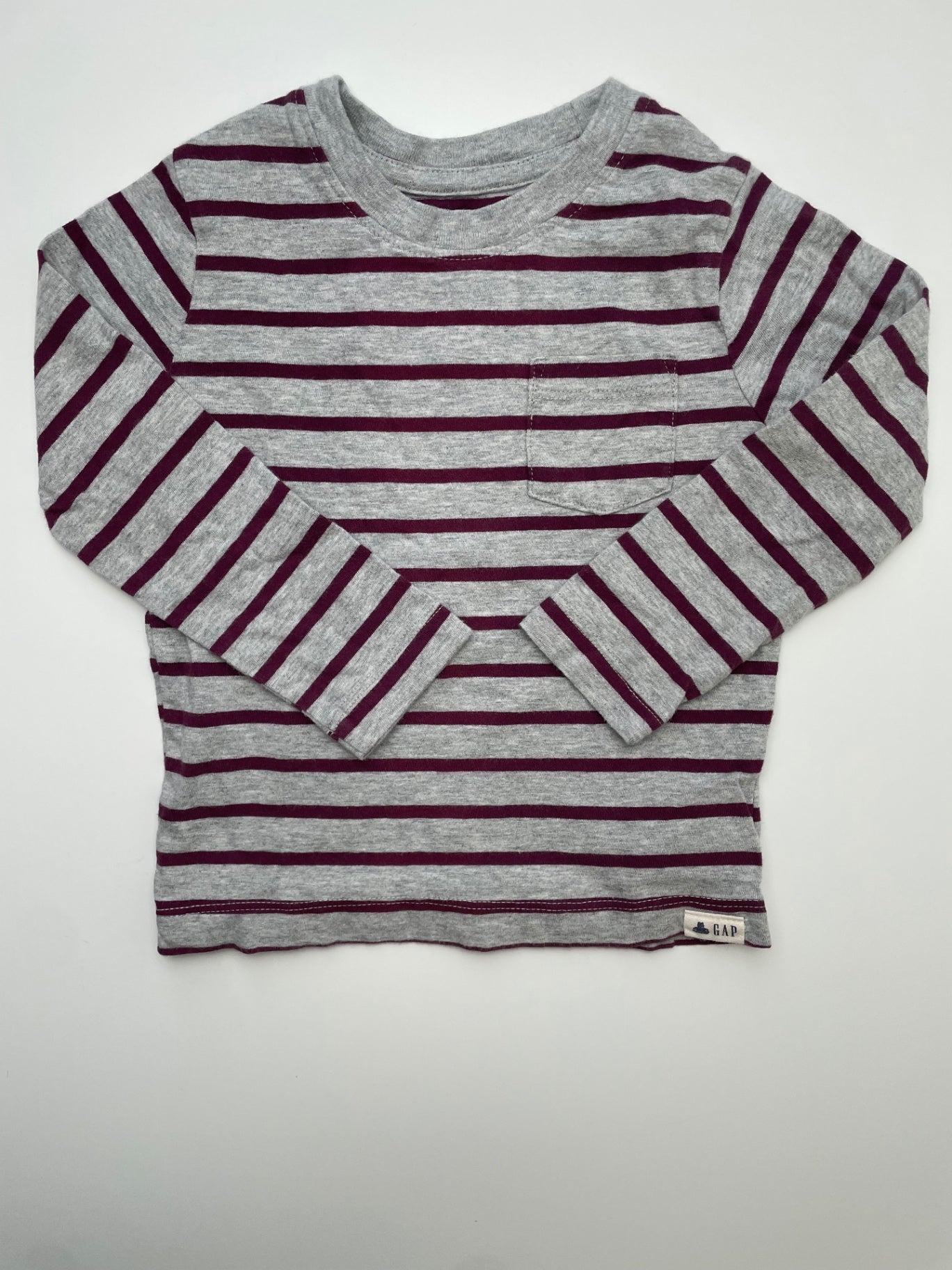Gap Long Sleeve T-Shirt - Gray Striped 100% Cotton | size 2T