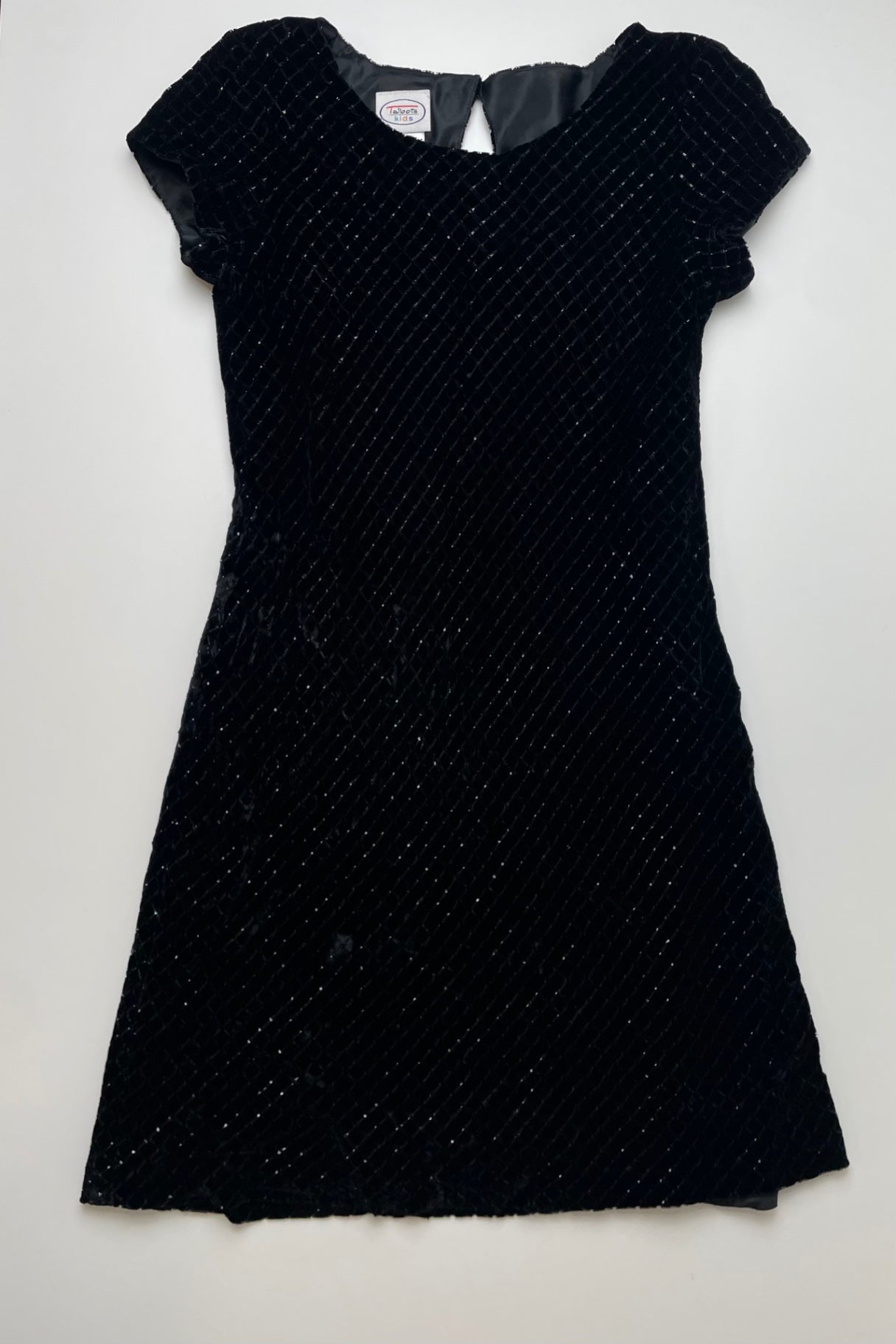 Talbots Kid Dress - Black Velvet Diamond Pattern | size 8