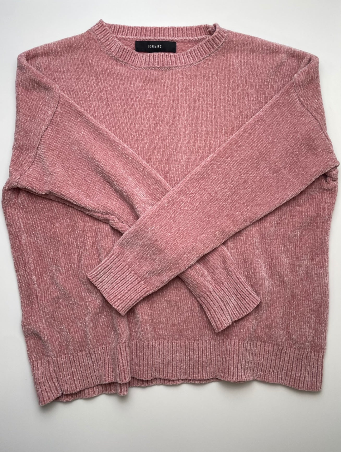 Forever 21 Sweater - Pink Fuzzy Crewneck (Adult Size S) | size 14