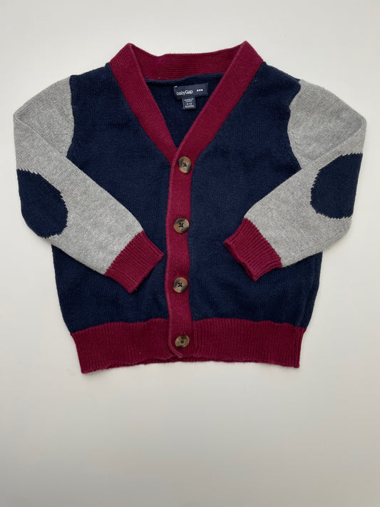 Baby Gap Sweater - Navy Blue Color Block Cardigan | size 6 - 12 Months