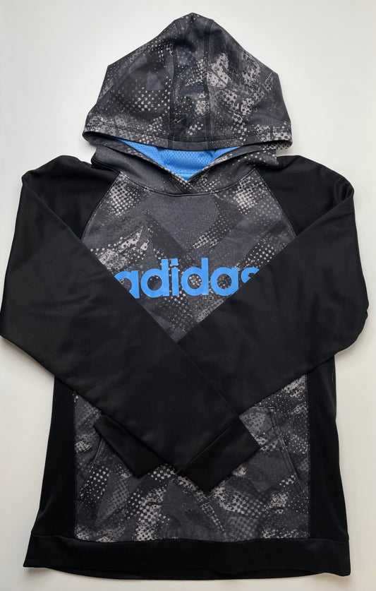 Adidas Sweatshirt - Black Mixed Media Hoodie | size 18/20
