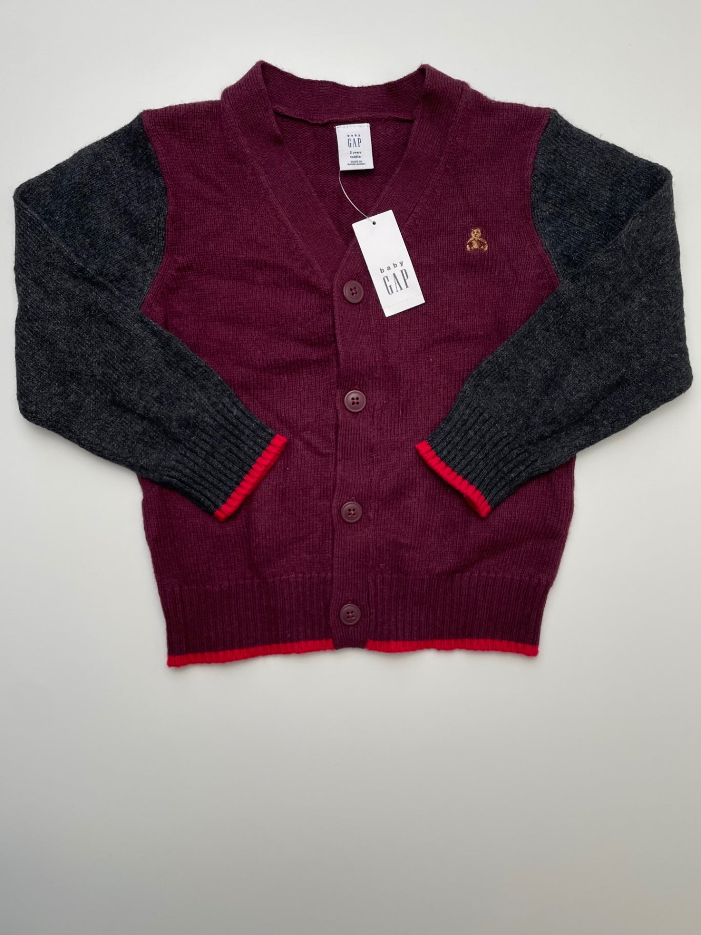 Baby Gap Sweater - Red Color Block Cardigan | size 2T