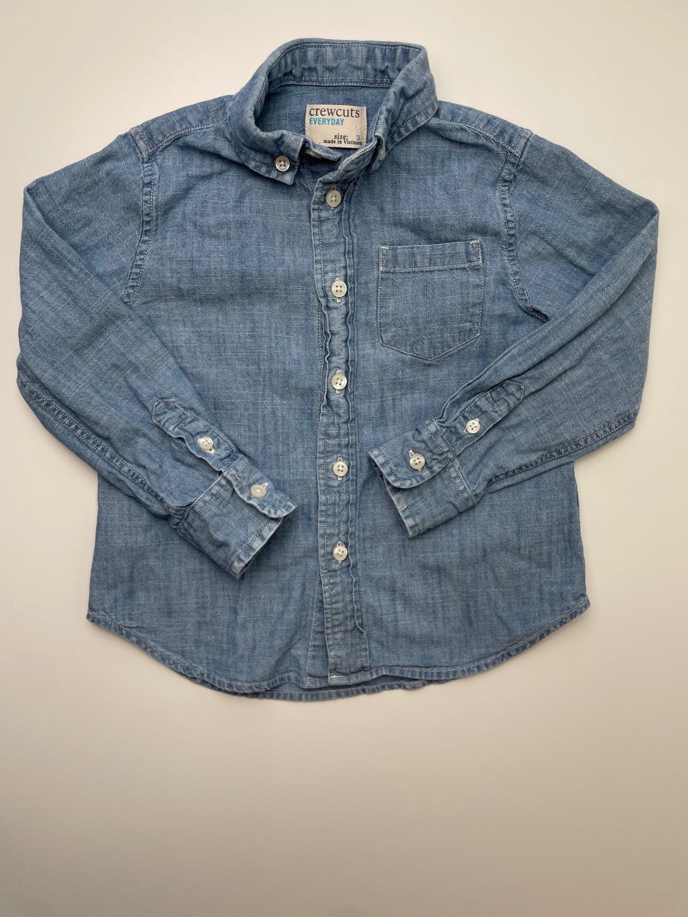 Crewcuts Shirt - Blue Chambray Button Down | size 3T