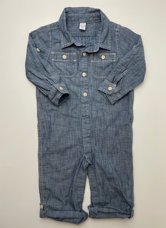 Baby Gap Onesie - Blue Chambray Button Up | size 18 - 24 Months