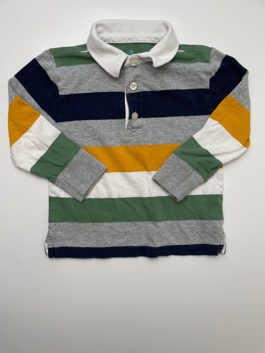 Crewcuts Shirt - Multicolor Striped Long Sleeve Polo | size 2T