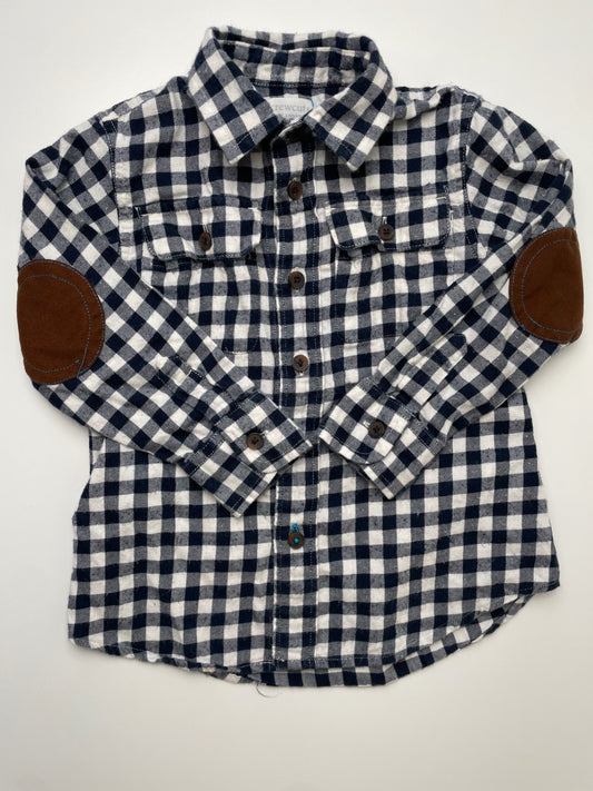 Crewcuts Shirt - Navy Blue Flannel Button Up | size 2T